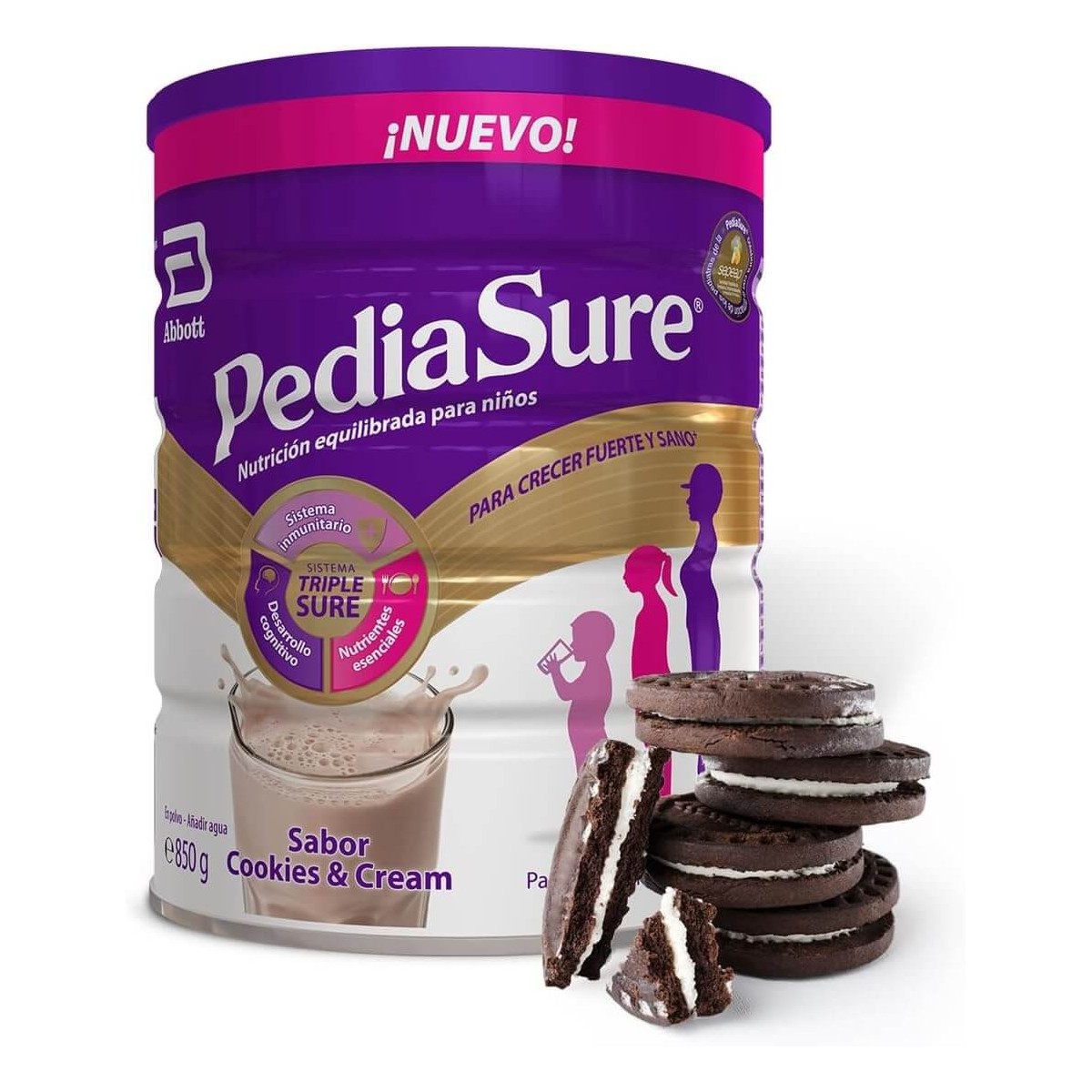 PEDIASURE POLVO  1 LATA 400 G SABOR COOKIES &...