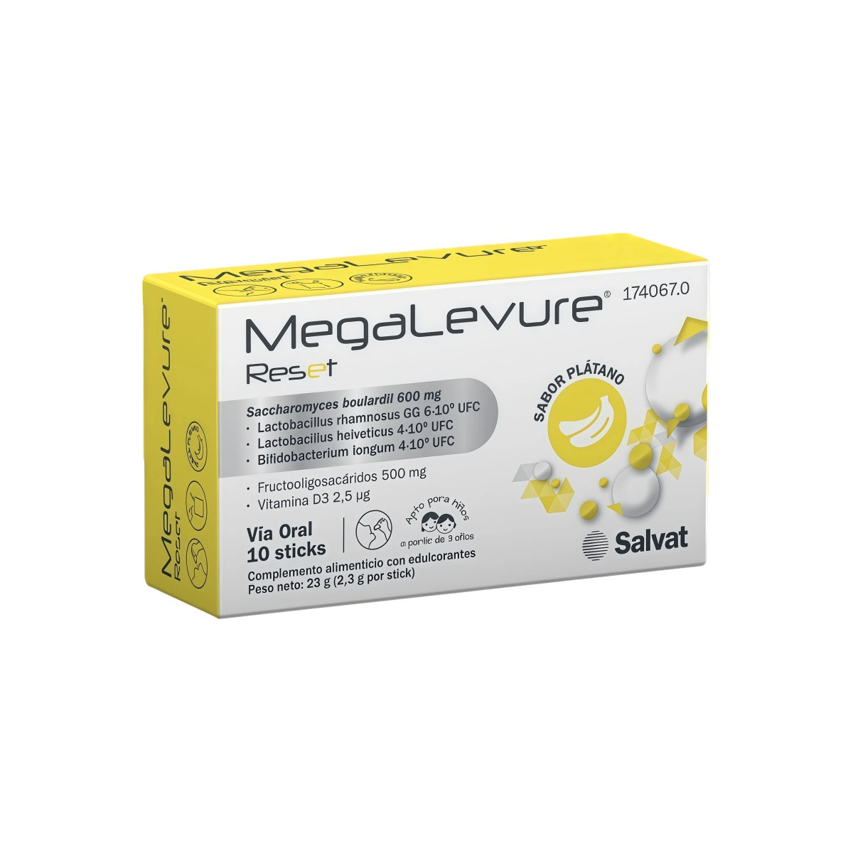 MEGALEVURE RESET  10 STICKS 2,3 G SABOR PLATANO